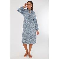 ELAINA FASHION Women's Blue Animal Printed Midi Dress in Baby Blue | Size: 12