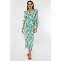 ELAINA FASHION Women's Maxi Wrap Dress in Green | Size: 16