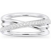 Raina Jewels Women's 18ct White Gold Diamond Polished Crossover Half Eternity Ring - 0.12ct