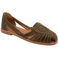 Ravel Women's Olive Leather 'Glant' Flat Sandals | Size: 5