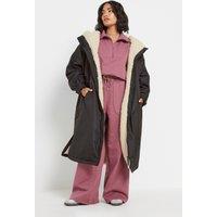 PixieGirl Women's Petite Waterproof Fleece Lined Robe in Black | Size: Medium