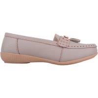 ABSOLUTE FOOTWEAR Women's Slip On Casual Leather Loafer / Deck / Boat Shoes / Sandals in Light Grey | Size: 8