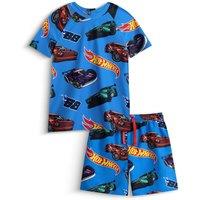 Hot Wheels Boy's 2 Piece Swim Set | Blue | Official Merch | Size: 3-4 Years