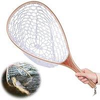FLAVORA 62cm Fly Fishing Landing Net Wooden Handle in Brown | Size: 0-12 m