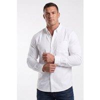 Raging Bull Men's Long Sleeve Linen Look Shirt in White | Size: 6XL