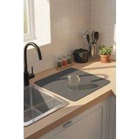 Living and Home Kitchen Countertop Dishes Drying Mat Absorbent Mat Utensil Drainage Mat in Grey | Size: Medium