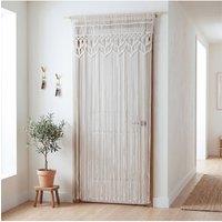 Living and Home 1 Panel Hand-Woven Door Curtain with Tassels in White | Size: 100 cm width x 200 cm drop