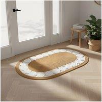 Living and Home Decorative Reversible Braided Oval Area Rug in Brown | Size: 80 cm x 120 cm