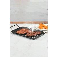 Living and Home BBQ Plate Oil-filter Basket Non-Stick Grill Pan Bakeware Roasting Tool in Black