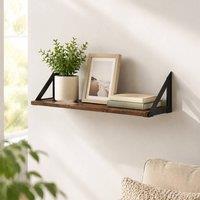 STILVORA Set of 3 Wall Shelves 43.5 cm with Metal Brackets in Brown