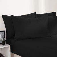 OHS Plain Dyed Non-Iron Fitted Bed Sheet in Jet Black | Size: Super King Fitted