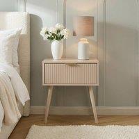 OHS Venice Bedside Table 1 Drawer Cabinet Nightstand Storage Unit in Natural