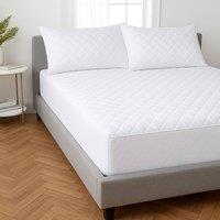 Rapport Home Cotton Percale Fitted Mattress & Pillow Protector (White) in White | Size: Single