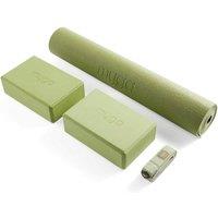 Myga Yoga Entry Mat, Strap & Pair of Blocks in Green