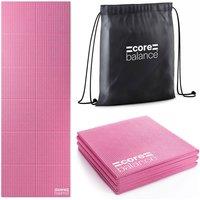 Core Balance Foldable Travel Yoga Mat Non Slip PVC Foam Lightweight Fitness in Pink