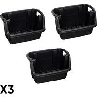 Samuel Alexander 3 Pack of 36x 59cm Heavy Duty Stackable Pick Bin Crates in Black | Size: 36x 59 cm