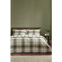 Catherine Lansfield Troon Check 100% Brushed Cotton Duvet Cover Set in Green | Size: King