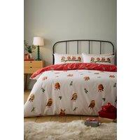 Catherine Lansfield Christmas Robins Duvet Cover Set in Red | Size: Single
