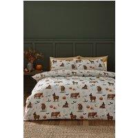 Catherine Lansfield Halloween Highland Cow Duvet Cover Set in Natural | Size: Single
