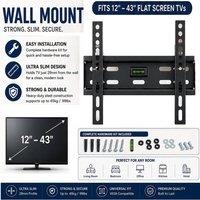ATEK TV Wall Bracket for 12-43 Inch LED LCD, Full Motion Flat TV Wall Mount, Heavy Duty Dual Arms up to 60kg Universal TV Mount in Black