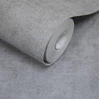 Grandeco Alba Plaster Plain Textured Wallpaper in Dark Grey | Size: 1 Pack