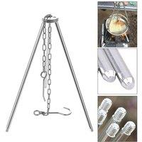 NESTLUNE Oven Cooking Tripod Campfire Picnic Pot Roast Outdoor in Silver