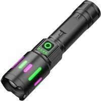 NESTLUNE Super Bright LED Flashlight Spotlight Torch USB in Black