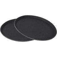 NESTLUNE Anti-Slip Round Rubber Serving Tray in Black | Size: 100 cm x 15 cm