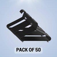 NESTLUNE 50 x Adult Black Coat Hangers Hanger Coathanger Strong | Size: 100 cm x 15 cm
