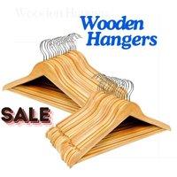 NESTLUNE 20 X WOODEN COAT HANGERS SUIT GARMENTS CLOTHES WOOD in Brown | Size: 100 cm x 15 cm