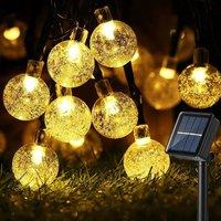 FLAVORA 50 LEDS Warm White Solar LED Ball Fairy String Lights in Clear