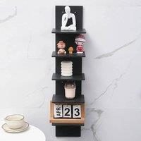 FLAVORA BLACK 5 Tier Floating Wall Mount Shelves