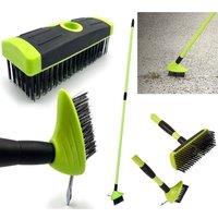 SPETLEK 3 in 1 Garden Patio Cleaner Weed Brush Broom Twin Head in Green | Size: 0.6m2
