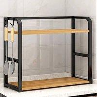 FLAVORA 2-Tier Kitchen Spice Storage Rack in Black | Size: 0.6m2