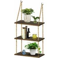 FLAVORA Rope Hanging Wood Floating Shelves in Brown | Size: 0.6m2