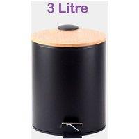 EONLION 3 Litre Wooden Lid Bin in Black | Size: 100 cm