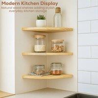 EONLION SET OF 3 CORNER STORAGE SHELVES in Natural | Size: 600mm