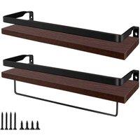 Kelvenix Vintage Wall Shelves Rustic Wood Wall Storage in Brown
