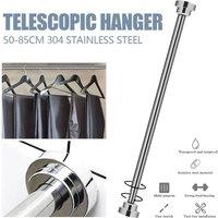 FLAVORA 2 Pcs Stainless Steel Telescopic Wardrobe Rail Clothes Hanging Pole in Silver | Size: 100 cm x 100 cm