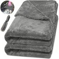 Ventryn 2x Microfibre Car Drying Towel Absorbent Large Edgeless Cloth in Grey
