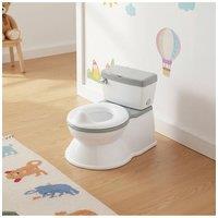 Realistic Flushing Potty Training Toilet for Kids in Grey