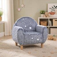 STILVORA Kids Armchair with Glow-in-the-Dark Star Design in Grey