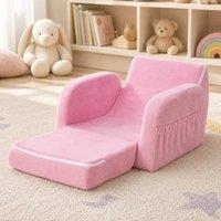 STILVORA Kids Armchair Bed with Fold-Out Design Pink