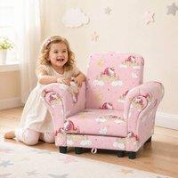 STILVORA Kids Armchair & Stool Set with Unicorn Design Pink