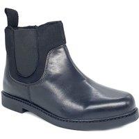 Frank James Men's Leather Zip Up Neoprene Chelsea Ankle Boots in Black | Size: 4