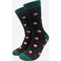 Sock Talk Men's Christmas Pudding Bamboo Socks - Black | Size: 7-11