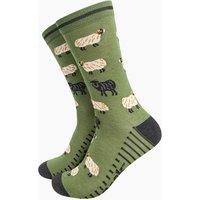 Sock Talk Men's Black Sheep Farm Animals Novelty Bamboo Socks in Green | Size: 7-11
