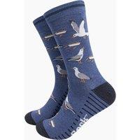 Sock Talk Men's Thieving Seagulls Funny Bamboo Socks in Blue | Size: 7-11