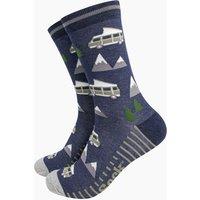 Sock Talk Men's Mountain Campervans Bamboo Socks - Navy | Size: 7-11