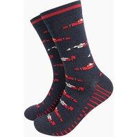 Sock Talk Men's Race Cars Bamboo Socks - Navy | Size: 7-11